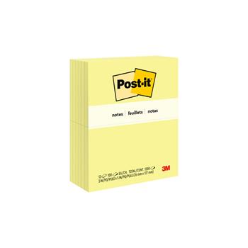 Post-it Notes, 3 in x 5 in, Canary Yellow, 12 Pads/Pack