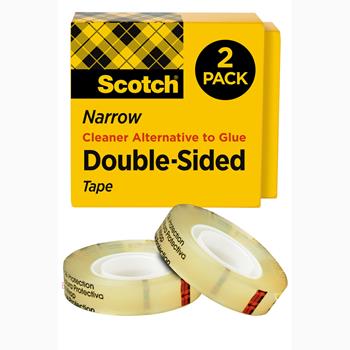 Scotch™ Double Sided Tape, 1/2 in x 900 in, Permanent, 2 Boxes/Pack