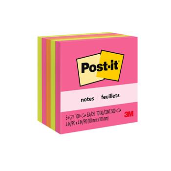 Post-it&#174; Notes, 4 in. x 4 in., Poptimistic Collection, 90 Sheets/Pad, 5/Pack