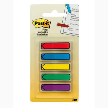Post-it Arrow Flags, Assorted Primary Colors, .47 in Wide, 100/On-the-Go Dispenser, 1 Dispenser/Pack