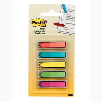 Post-it Arrow Flags, Assorted Bright Colors, .47 in Wide, 100/On-the-Go Dispenser, 1 Dispenser/Pack