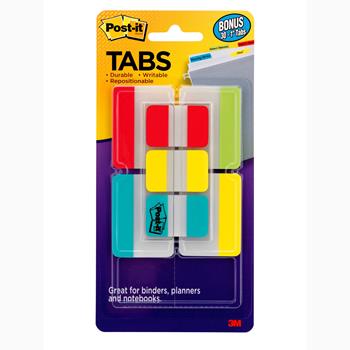 Post-it Tabs Value Pack, Assorted Primary Colors, 1 in and 2 in Sizes, 114 Tabs/Pack