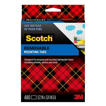 3M Scotch Removable Double-Sided Mounting Tabs, 0.5 in x 0.75 in, Black, 16 Tabs/Pack
