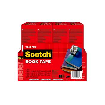 Scotch Book Tape Value Pack, Various Sizes, Transparent, 8 Rolls/Pack