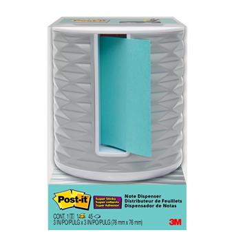 Post-it Note Dispenser, Vertical, White with Grey, Holds 3 in x 3 in Notes