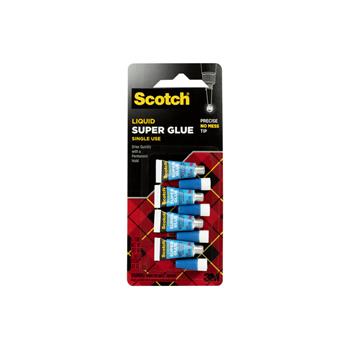 Scotch Super Glue Liquid, .017 oz Single-Use Tubes, 4/Pack