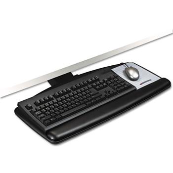 3M Positive Locking Keyboard Tray, Standard Platform, 21-3/4&quot; Track, Black