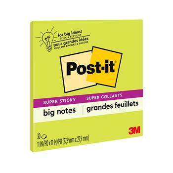 Post-it Super Sticky Big Note, 11 in x 11 in, Neon Green