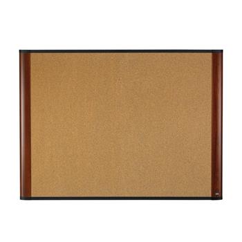 3M Cork Board, 72 in x 48 in, Widescreen Mahogany-Finish Frame