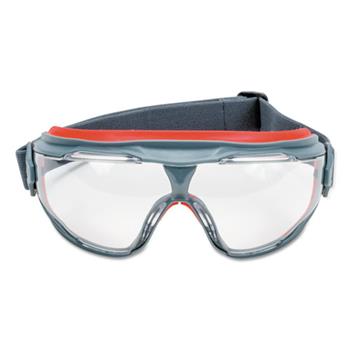 3M GoggleGear 500Series Safety Goggles, AntiFog, Red/Black Frame, Clear Lens