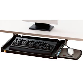 3M Under Desk Keyboard Drawer with Gel Wrist Rest and Mouse Pad, 25 in x 16.5 in x 3.2 in, Three Height Settings, Black