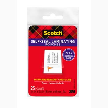 Scotch™ Self-Sealing Laminating Pouches, Business Card Size, 25/Pack