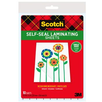 Scotch Self-Seal Single-Sided Laminating Sheets, Letter Size 10/Pack