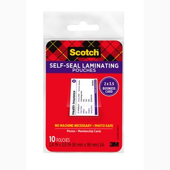 Scotch Self-Sealing Laminating Pouches, Business Card Size, 10/Pack