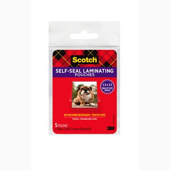 Scotch™ Self-Sealing Laminating Pouches 2.9 in x 3.8 in, 5/Pack