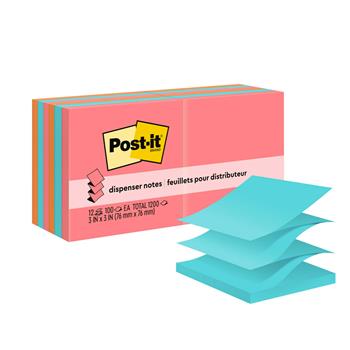 Post-it Dispenser Pop-up Notes, 3 in x 3 in, Poptimistic Collection, 100 Sheets/Pad, 12 Pads/Pack