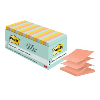Post-it&#174; Dispenser Pop-up Notes, 3 in x 3 in, Beachside Cafe Collection, 100 Sheets/Pad, 18/Pack