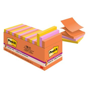 Post-it Super Sticky Dispenser Pop-up Notes, 3 in x 3 in, Energy Boost Collection, 18 Pads/Pack