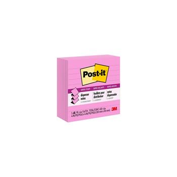 Post-it Super Sticky Dispenser Pop-up Notes, 4 in x 4 in, Pink, Lined, 5 Pads/Pack
