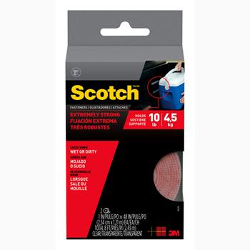 Scotch Extreme Fasteners, 1 in x 4 ft, Clear, 2 Rolls/Pack