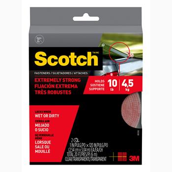 Scotch Extreme Fasteners, 1 in x 10 ft, Clear, 2 Rolls/Pack