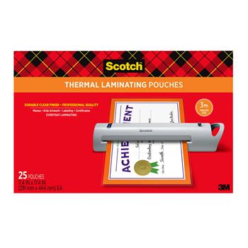 Scotch Laminating Sheets, 11.4 in x 17.4 in, 25/Pack