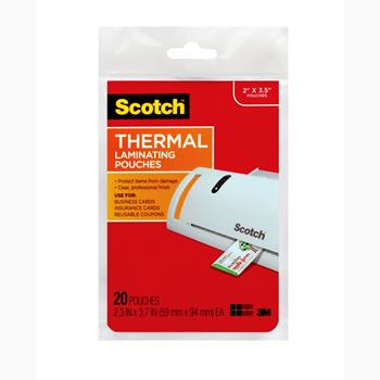 Scotch Thermal Laminating Pouches, Business Card Size, 20/Pack