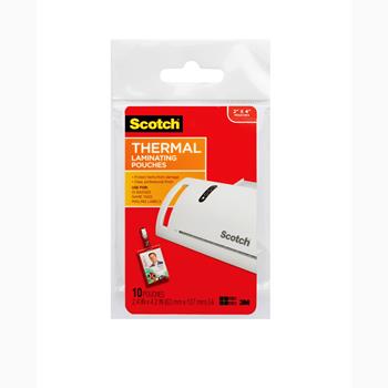 Scotch Thermal Laminating Pouches, ID Badge Size with Metal Clips, 10/Pack