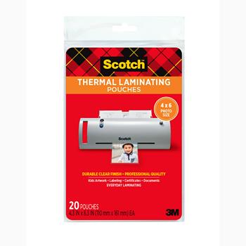 Scotch Thermal Laminating Pouches, 4 in x 6 in Photo Size, 20/Pack