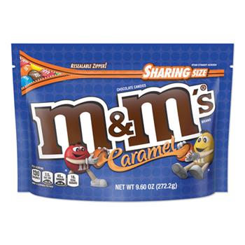 M &amp; M&#39;s Chocolate Candies, Caramel, 9.6 oz Resealable Bag