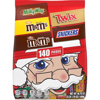 Mars Minis Milk Chocolate Christmas Candy Variety Pack, 140 Pieces, 49.07 oz Bag, 4 Bags/Case