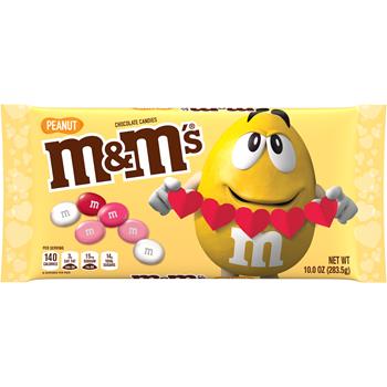 M &amp; M&#39;s Peanut Milk Chocolate Red, Pink &amp; White Valentine’s Day Candy Assortment, 10oz Bag, 36 Bags/Case
