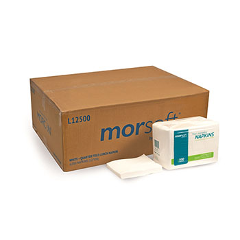 Morcon Tissue Morsoft Lunch Napkins, 1-Ply, White, 11.8 in x 11.8 in, 500 Napkins/Pack, 12  Packs/Carton