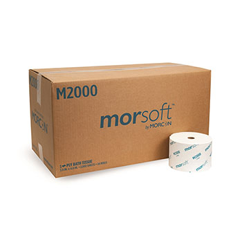 Morcon Tissue Valay Small Core Bath Tissue, 1-Ply, 3.9 in x 3.75 in, 2000 Sheets/Roll, 24 Rolls/Carton