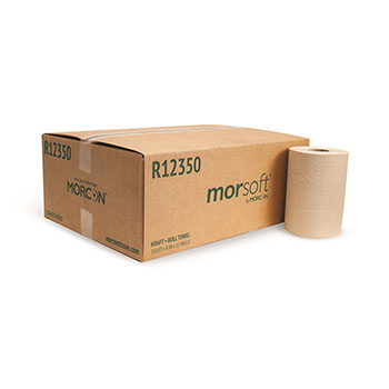 Morcon Tissue Morsoft&#174; Hard Wound Roll Towel, 8&quot; Width, Kraft, 350 Feet/Roll, 12 Rolls/CT
