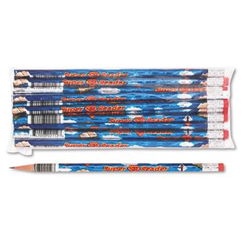 Moon Products Super Reader Design Wood Pencil, #2, Blue, Dozen