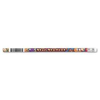 Moon Products Decorated Wood Pencil, Star Student, HB #2, Assorted, Dozen