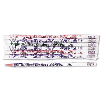Moon Products Decorated Wood Pencil, First Graders Are #1, #2, White, Dozen