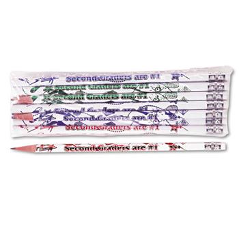 Moon Products Decorated Wood Pencil, Second Graders Are #1, HB #2, White, Dozen