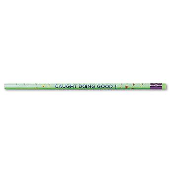 Moon Products Decorated Wood Pencil, Caught Doing Good, HB #2, Green Brl, Dozen