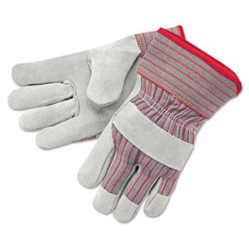 Memphis Economy Grade Leather Gloves, White/Red, X-Large, 12 Pairs
