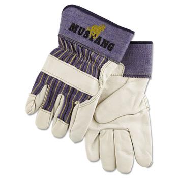 Memphis Mustang Leather Palm Gloves, Blue/Cream, Extra Large, Dozen