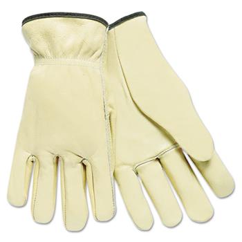 Memphis Full Leather Cow Grain Driver Gloves, Tan, Large, 12 Pairs