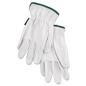 Memphis Grain Goatskin Driver Gloves, White, Medium, 12 Pairs