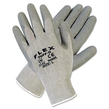 Memphis™ FlexTuff Latex Dipped Gloves, White/Blue, Large, 12 Pairs