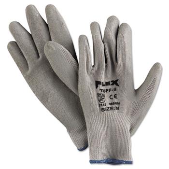 Memphis FlexTuff Latex Dipped Gloves, White/Blue, Medium, 12 Pairs