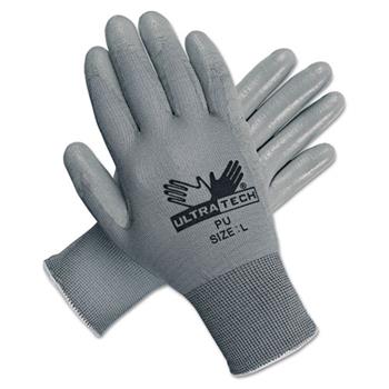 Memphis Ultra Tech Tactile Dexterity Work Gloves, White/Gray, Large, 12 Pairs