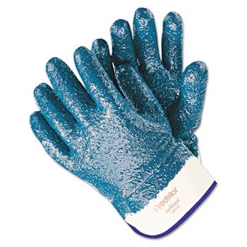 Memphis Predator Premium Nitrile-Coated Gloves, Blue/White, Large, 12 Pairs