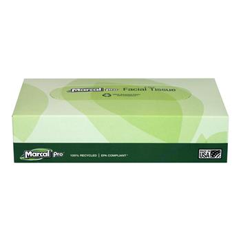 Marcal PRO 100% Recycled Facial Tissue, White, 2-Ply, 100 Tissues/BX, 30 Boxes/CT