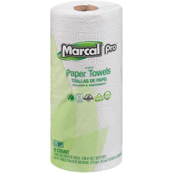 Marcal PRO 100% Recycled Paper Towel, White, 2-Ply, 8&quot; x 11&quot; Sheets, 70 Sheets/Roll, 30 Rolls/CT